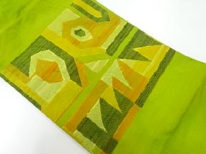 アンティーク　手織り紬抽象模様織出し名古屋帯